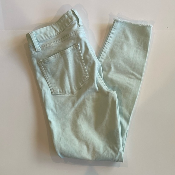 Paige Verdugo Crop Skinny Straight Leg Mid-rise Mint Green or Blue Jeans; 27 - Picture 2 of 9